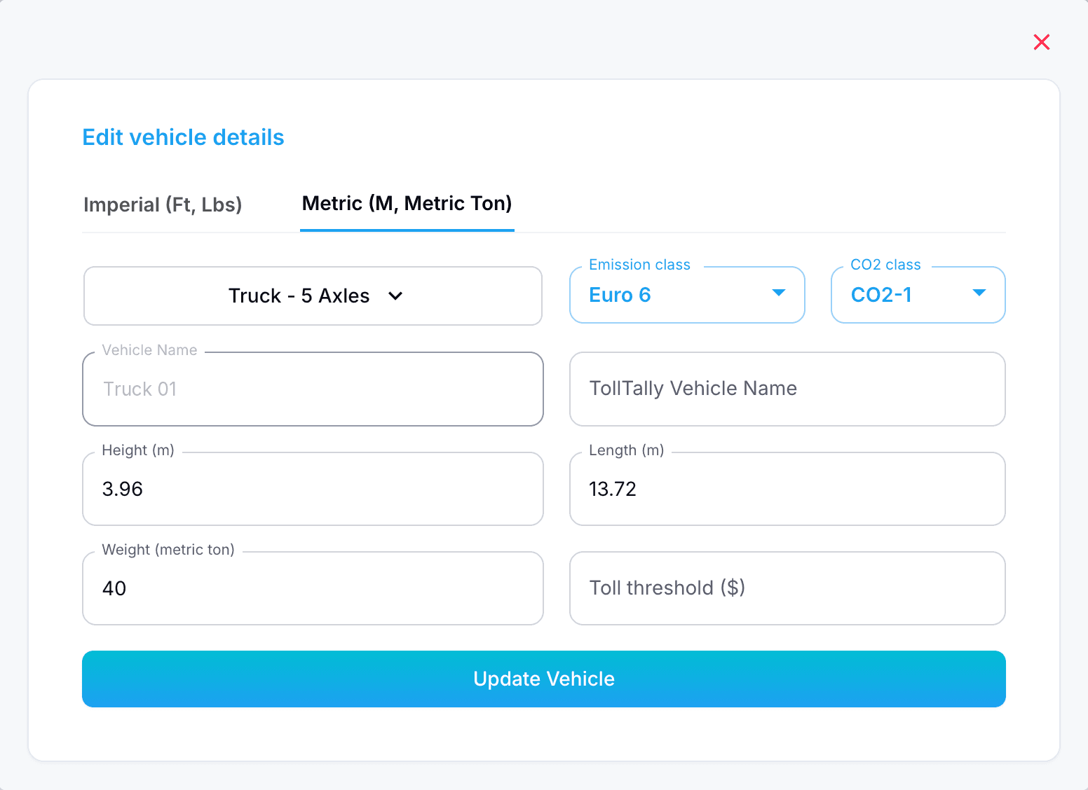 A unit's configuration panel. Everything on the right of a transaction depends on what is confirmed here.