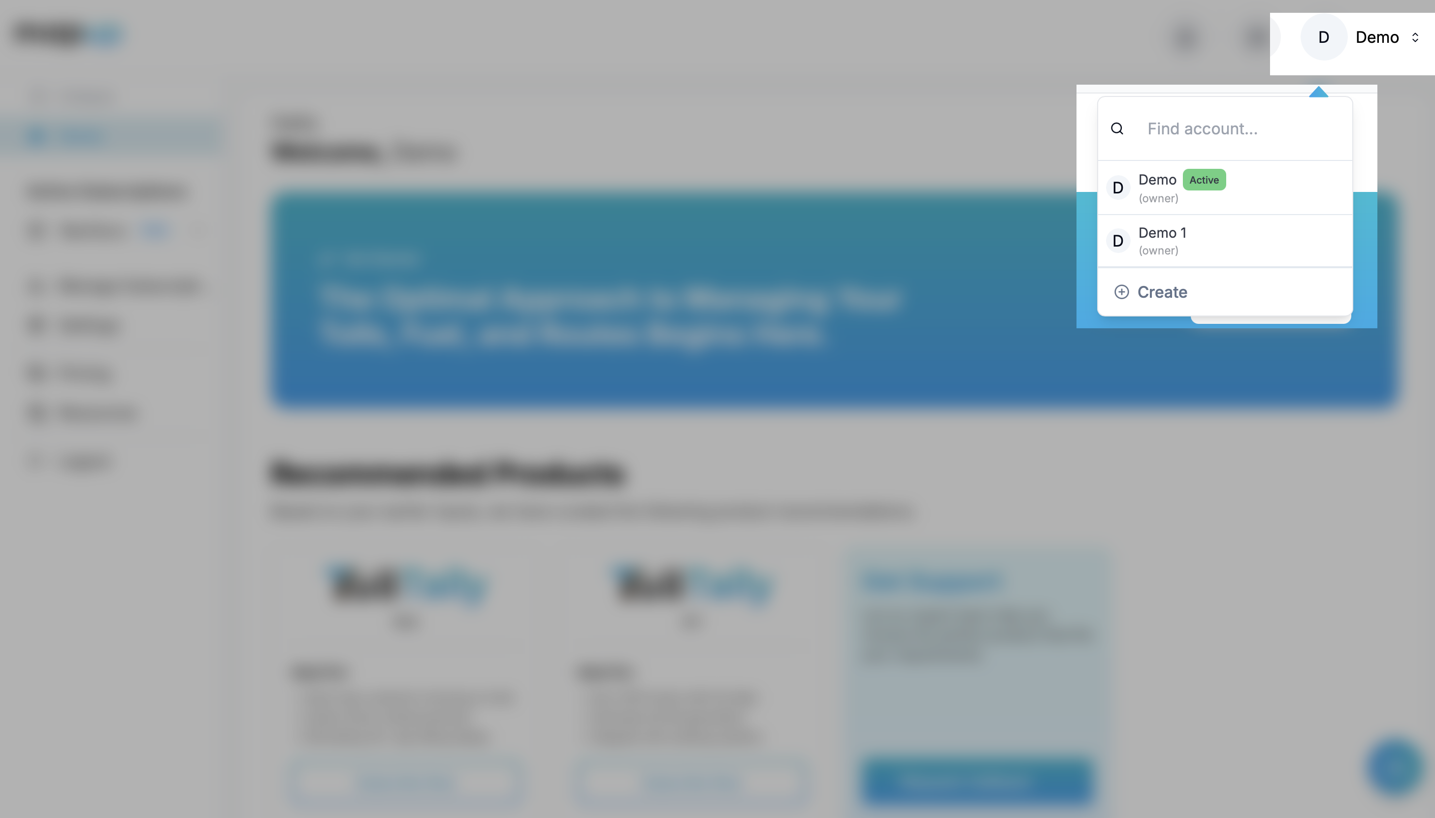 Switch to your fleet account